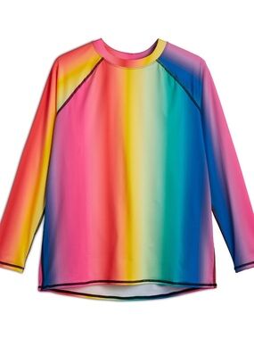 NWOT TomboyX Long Sleeve Cropped Swim Sun Guard in Melting Rainbow size M